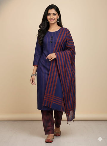 3pc Multani Susi Khaadi (Blue Red)