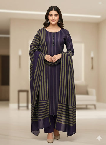 3pc Multani Susi Khaadi (Purple ) (