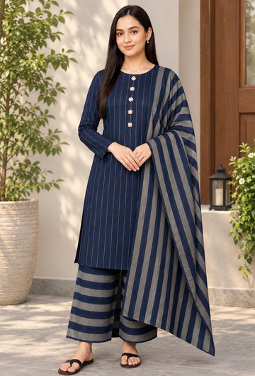 3pc Multani Susi Khaadi (Blue )